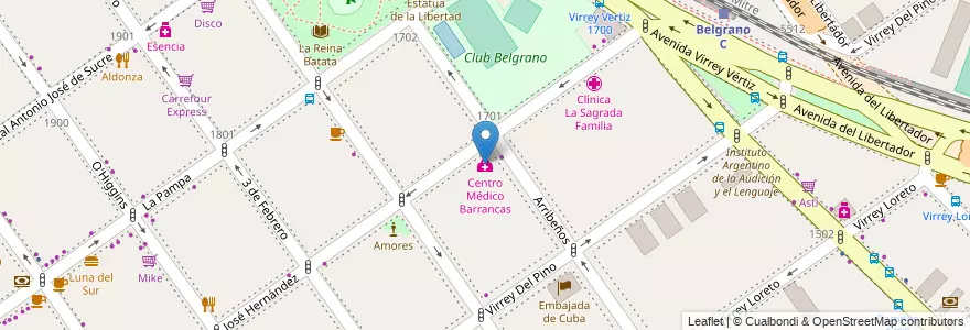 Mapa de ubicacion de Centro Médico Barrancas, Belgrano en Argentine, Ciudad Autónoma De Buenos Aires, Buenos Aires, Comuna 13.