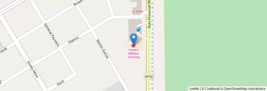 Mapa de ubicacion de Centro Médico Canning en 阿根廷, 布宜诺斯艾利斯省, Partido De Esteban Echeverría, Canning.