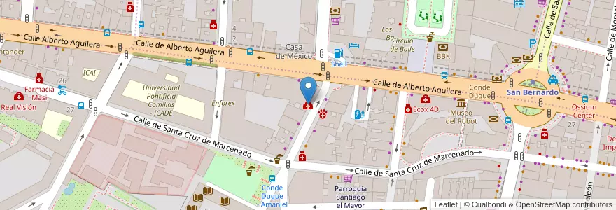 Mapa de ubicacion de Centro Médico Conde Duque en Spanje, Comunidad De Madrid, Comunidad De Madrid, Área Metropolitana De Madrid Y Corredor Del Henares, Madrid.