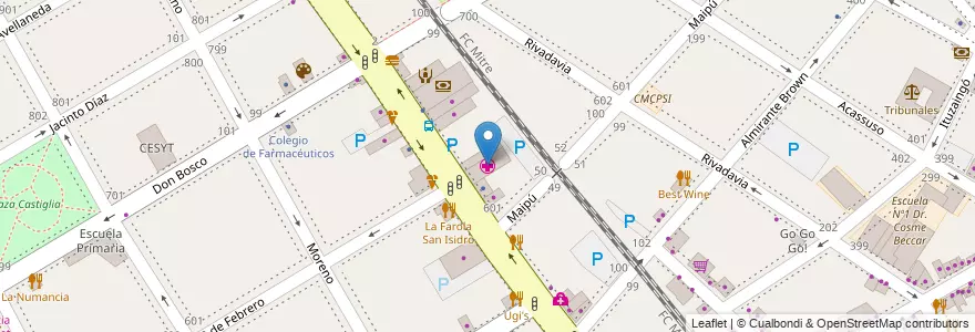 Mapa de ubicacion de Centro Médico del Hospital Italiano en Arjantin, Buenos Aires, Partido De San Isidro, San Isidro.