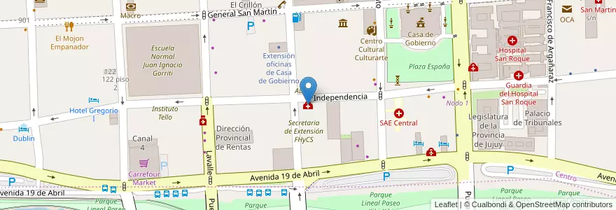 Mapa de ubicacion de Centro Médico Dermatológico en Аргентина, Жужуй, Departamento Doctor Manuel Belgrano, Municipio De San Salvador De Jujuy.