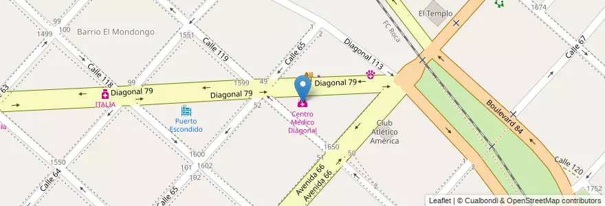 Mapa de ubicacion de Centro Médico Diagonal, Casco Urbano en アルゼンチン, ブエノスアイレス州, Partido De La Plata, La Plata.