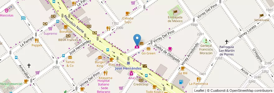 Mapa de ubicacion de Centro Médico Emergencias, Belgrano en 아르헨티나, Ciudad Autónoma De Buenos Aires, 부에노스아이레스, Comuna 13.
