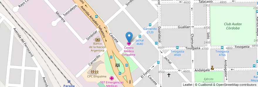 Mapa de ubicacion de Centro Médico Empalme en Аргентина, Кордова, Departamento Capital, Pedanía Capital, Córdoba, Municipio De Córdoba.