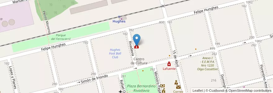 Mapa de ubicacion de Centro Médico Hughes en Argentina, Santa Fe, Departamento General López, Municipio De Hughes, Hughes.