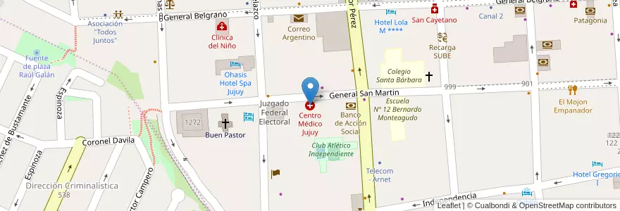 Mapa de ubicacion de Centro Médico Jujuy en アルゼンチン, フフイ州, Departamento Doctor Manuel Belgrano, Municipio De San Salvador De Jujuy.