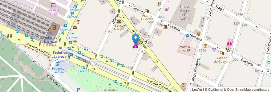 Mapa de ubicacion de Centro Medico Laboral, Chacarita en 아르헨티나, Ciudad Autónoma De Buenos Aires, 부에노스아이레스, Comuna 15.