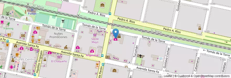 Mapa de ubicacion de Centro Médico Las Lomas en Argentinië, Santa Fe, Departamento Rosario, Municipio De Funes, Funes.