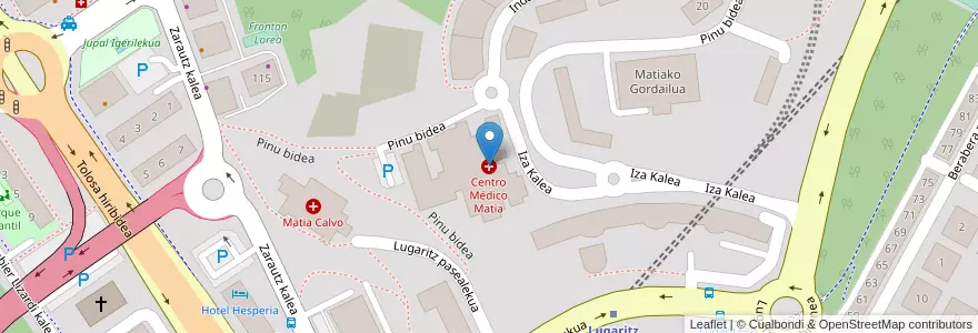 Mapa de ubicacion de Centro Médico Matia en اسپانیا, Euskadi, Gipuzkoa, Donostialdea, Donostia/San Sebastián.
