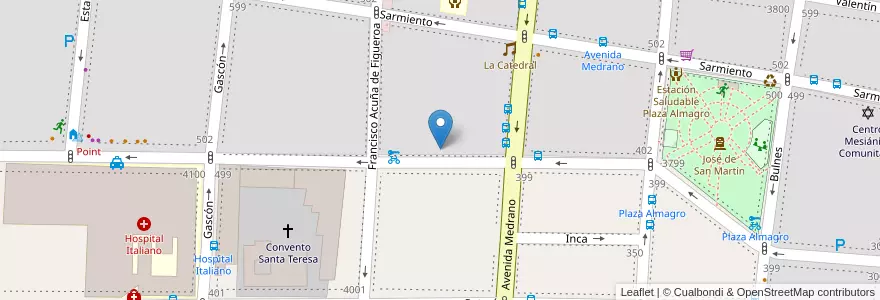 Mapa de ubicacion de Centro Médico Mevaterapia, Almagro en 아르헨티나, Ciudad Autónoma De Buenos Aires, Comuna 5, 부에노스아이레스.