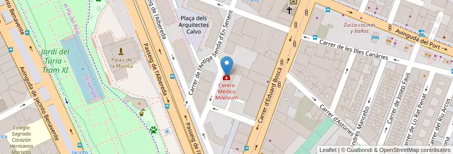 Mapa de ubicacion de Centro Médico Milenium en スペイン, バレンシア州, València / Valencia, Comarca De València, València.