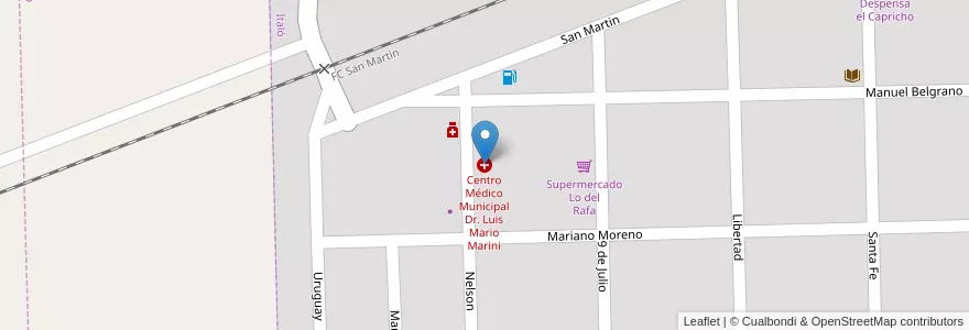 Mapa de ubicacion de Centro Médico Municipal Dr. Luis Mario Marini en Arjantin, Córdoba, Departamento General Roca, Pedanía Italó, Municipio De Italó, Italó.