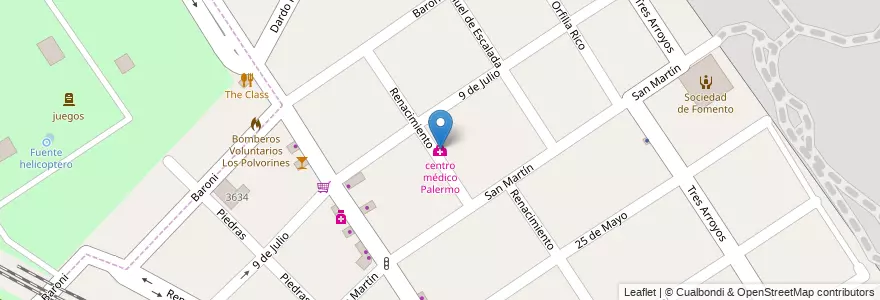 Mapa de ubicacion de centro médico Palermo en Argentinien, Provinz Buenos Aires, Partido De Malvinas Argentinas, Los Polvorines.