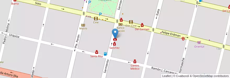 Mapa de ubicacion de Centro Medico Privado Villa Dolores en الأرجنتين, Córdoba, Departamento San Javier, Pedanía Dolores, Municipio De Villa Dolores, Villa Dolores.