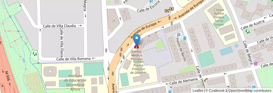 Mapa de ubicacion de Centro Médico Psicotec en İspanya, Comunidad De Madrid, Comunidad De Madrid, Área Metropolitana De Madrid Y Corredor Del Henares, Fuenlabrada.