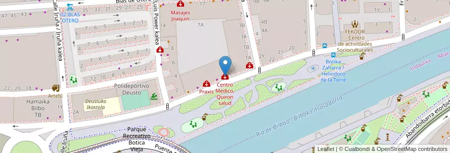 Mapa de ubicacion de Centro Medico, Quiron salud en España, Euskadi, Bizkaia, Bilboaldea, Bilbao.