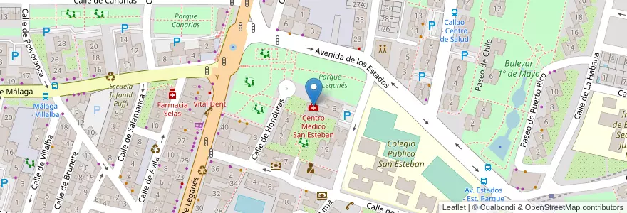 Mapa de ubicacion de Centro Médico San Esteban en إسبانيا, منطقة مدريد, منطقة مدريد, Área Metropolitana De Madrid Y Corredor Del Henares, Fuenlabrada.