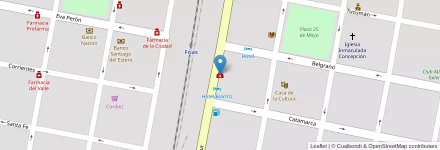 Mapa de ubicacion de Centro Medico San Luis en アルゼンチン, サンティアゴ・デル・エステロ州, Departamento Choya, Frías.