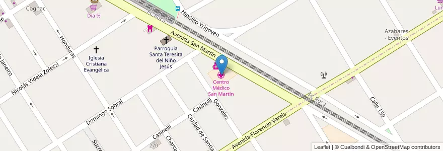 Mapa de ubicacion de Centro Médico San Martín en アルゼンチン, ブエノスアイレス州, Ezpeleta.