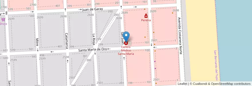 Mapa de ubicacion de Centro Médico Santa María en 阿根廷, Partido De La Costa, San Bernardo Del Tuyú.
