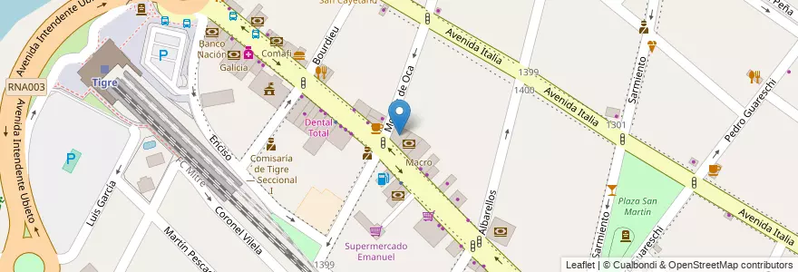 Mapa de ubicacion de Centro Médico Santa Paula en 아르헨티나, 부에노스아이레스주, Partido De Tigre, Tigre.
