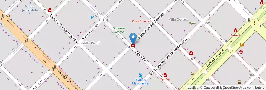 Mapa de ubicacion de Centro Médico Santa Rita en Аргентина, Чако, Departamento San Fernando, Ресистенсия, Resistencia.