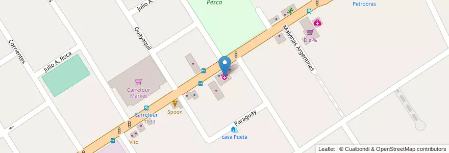 Mapa de ubicacion de Centro Medico Veterinario Don Torcuato en Аргентина, Буэнос-Айрес, Partido De Tigre, Don Torcuato.