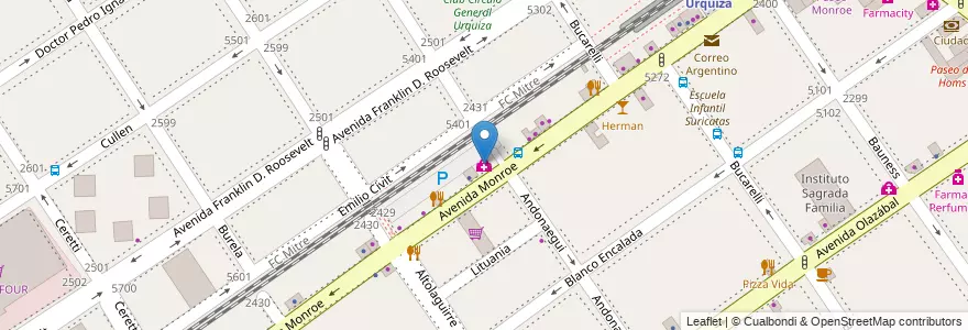Mapa de ubicacion de Centro Médico Villa Urquiza, Villa Urquiza en الأرجنتين, Ciudad Autónoma De Buenos Aires, Comuna 12, Buenos Aires.