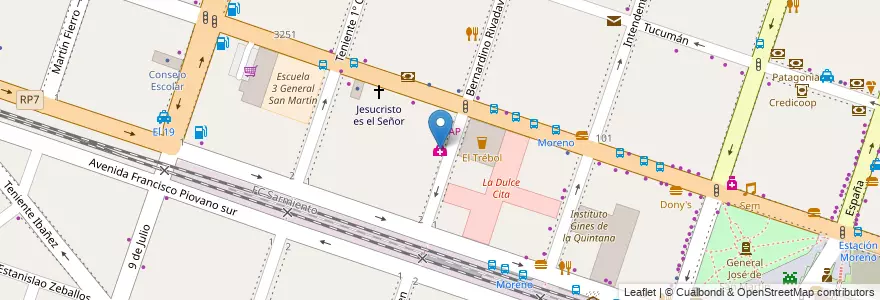 Mapa de ubicacion de Centro Médico Vir en 아르헨티나, 부에노스아이레스주, Partido De Moreno, Moreno.