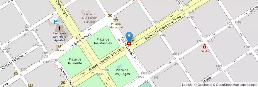 Mapa de ubicacion de Centro Medicos en الأرجنتين, سانتا في, Departamento Caseros, Municipio De Casilda, Casilda.