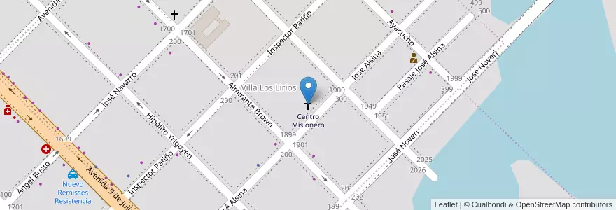 Mapa de ubicacion de Centro Misionero en アルゼンチン, チャコ州, Departamento San Fernando, Resistencia, Resistencia.