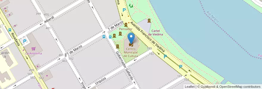 Mapa de ubicacion de Centro Municipal de Cultura en アルゼンチン, リオネグロ州, Departamento Adolfo Alsina, Viedma, Viedma.