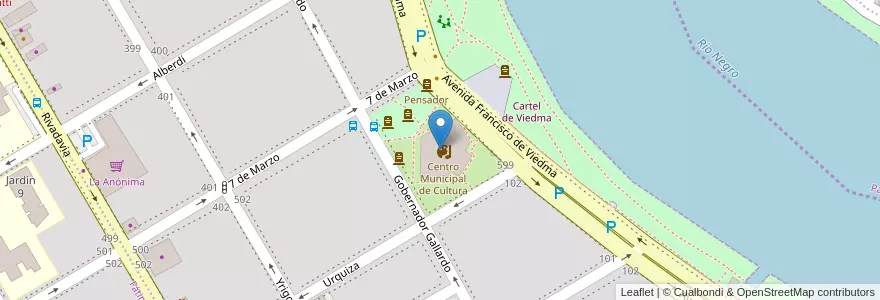 Mapa de ubicacion de Centro municipal de cultura en アルゼンチン, リオネグロ州, Departamento Adolfo Alsina, Viedma, Viedma.