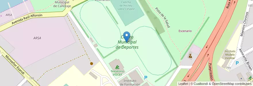 Mapa de ubicacion de Centro Municipal de Deportes en Argentinien, Provinz Río Negro, Departamento Adolfo Alsina, Viedma, Viedma.