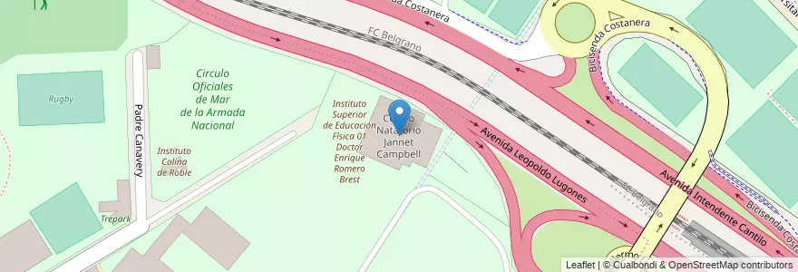 Mapa de ubicacion de Centro Natatorio Jannet Campbell, Nuñez en Argentinië, Ciudad Autónoma De Buenos Aires, Buenos Aires, Comuna 13.