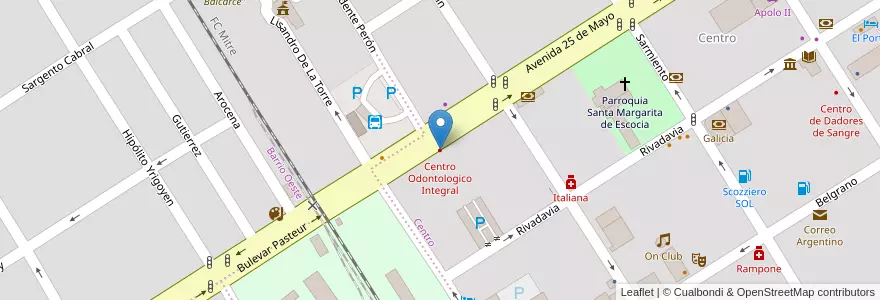 Mapa de ubicacion de Centro Odontologico Integral en アルゼンチン, サンタフェ州, Departamento San Jerónimo, Municipio De Gálvez, Gálvez.