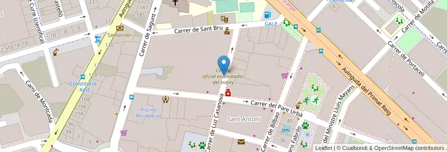 Mapa de ubicacion de Centro oficial examinador del trinity en إسبانيا, منطقة بلنسية, فالنسيا, Comarca De València, فالنسيا.