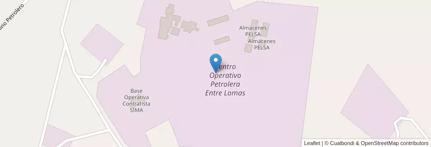 Mapa de ubicacion de Centro Operativo Petrolera Entre Lomas en Arjantin, Şili, Río Negro, Departamento General Roca.