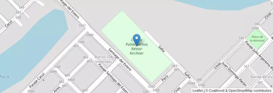 Mapa de ubicacion de Centro Polideportivo Néstor Kirchner en آرژانتین, Chaco, Departamento San Fernando, Municipio De Fontana, Fontana.