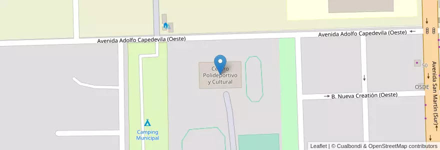 Mapa de ubicacion de Centro Polideportivo y Cultural en الأرجنتين, تشيلي, Mendoza, Departamento Malargüe, Distrito Ciudad De Malargüe.