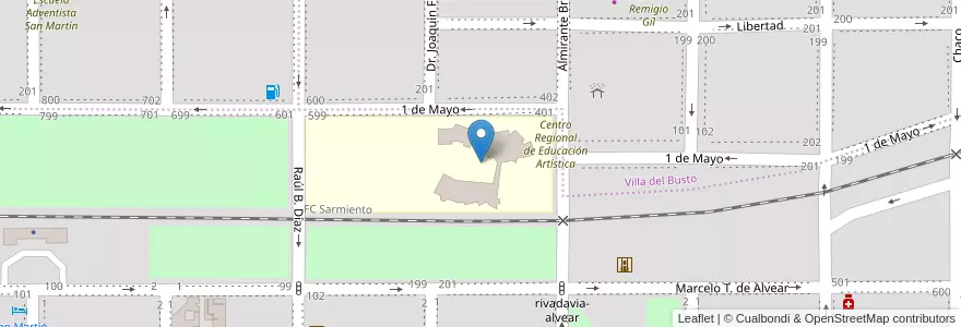 Mapa de ubicacion de Centro Polivalente de Arte y CREAr en 阿根廷, La Pampa, Municipio De Santa Rosa, Departamento Capital, Santa Rosa.
