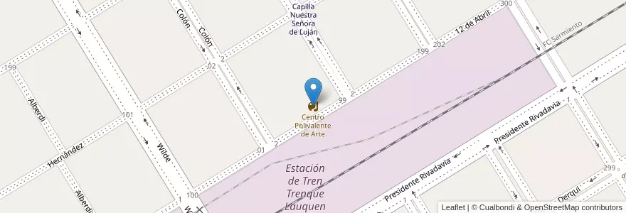 Mapa de ubicacion de Centro Polivalente de Arte en 아르헨티나, 부에노스아이레스주, Partido De Trenque Lauquen, Cuartel Chacras De Trenque Lauquen, Trenque Lauquen.