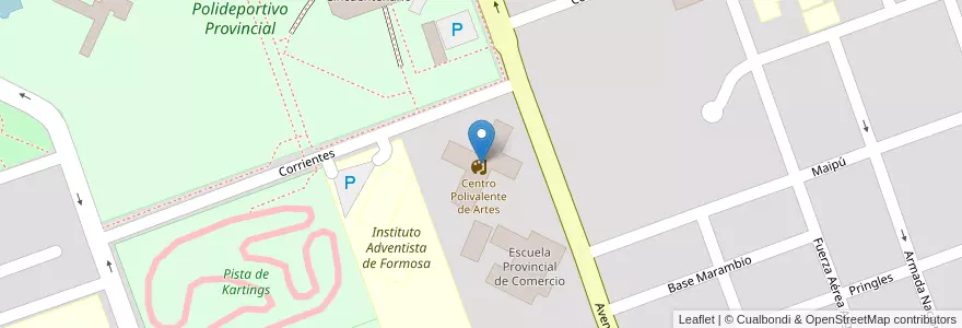 Mapa de ubicacion de Centro Polivalente de Artes en アルゼンチン, フォルモサ州, Departamento Formosa, Municipio De Formosa, Formosa.