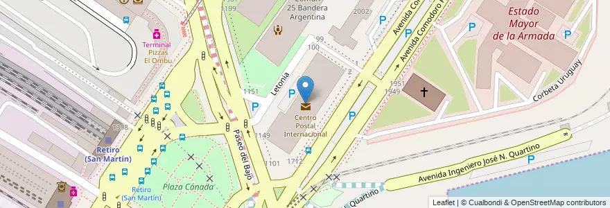 Mapa de ubicacion de Centro Postal Internacional, Retiro en Argentine, Ciudad Autónoma De Buenos Aires, Comuna 1, Buenos Aires.