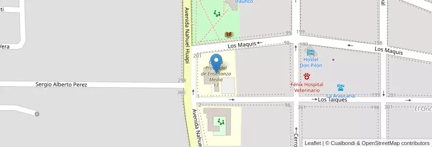 Mapa de ubicacion de Centro Provincial de Enseñanza Media 17 en 아르헨티나, 칠레, 네우켄주, Departamento Los Lagos, Villa La Angostura, Villa La Angostura.