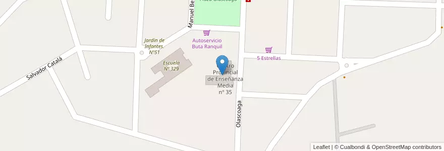 Mapa de ubicacion de Centro Provincial de Enseñanza Media nº 35 en Arjantin, Şili, Neuquén, Departamento Pehuenches, Buta Ranquil.