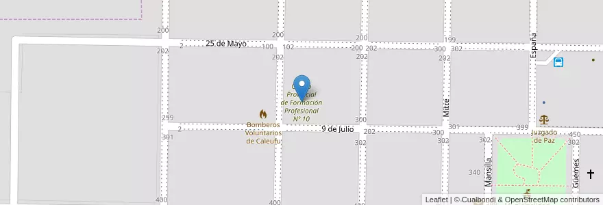 Mapa de ubicacion de Centro Provincial de Formación Profesional Nº 10 en 阿根廷, La Pampa, Departamento Rancul, Municipio De Caleufú.