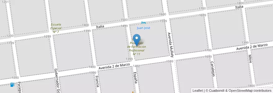 Mapa de ubicacion de Centro Provincial de Formación Profesional Nº 11 en الأرجنتين, La Pampa, Departamento Realicó, Municipio De Realicó, Realicó.
