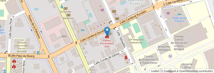 Mapa de ubicacion de Centro Psicomedico Juliá en 스페인, Andalucía, Sevilla, 세비야.