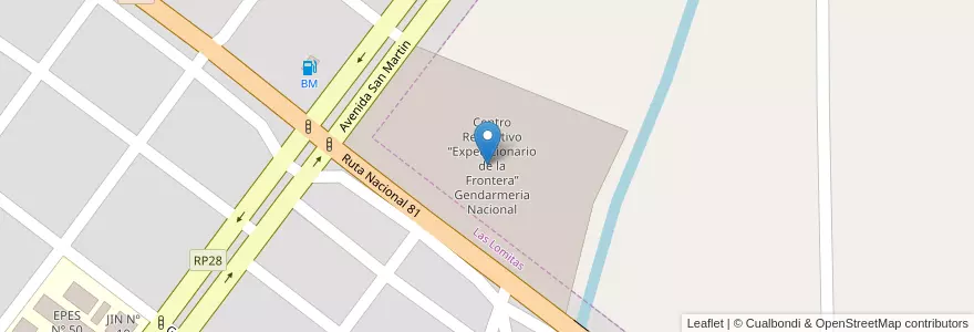 Mapa de ubicacion de Centro Recreativo “Expedicionario de la Frontera” Gendarmeria Nacional en 阿根廷, Formosa, Departamento Patiño, Municipio De Las Lomitas, Las Lomitas.